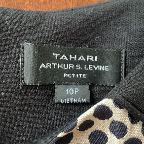 Tahari Black & Tan Polka Dot Dress - Picture 2 of 9